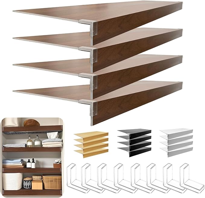 Wire Shelf Cover, Wire Rack Covers for Pantry,4 Pcs PVC Wood-Look Faux Wood Shelf Liners,47x12 Inch,0.24inch Thick for Home and Kitchen Organization