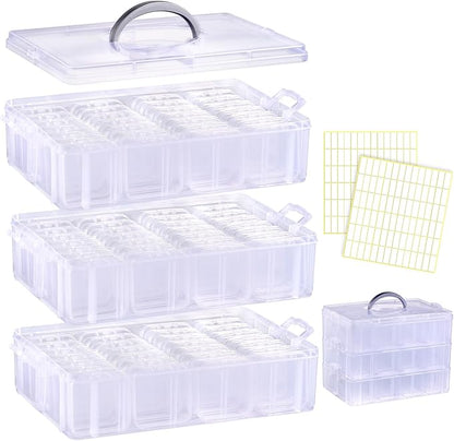 Bead Organizer Box, 84pcs Small Plastic Containers with Lids and Labels, 3-Tier Stackable Storage Box, Mini Clear Bead Storage Boxes for Jewelry Craft Diamonds Beads DIY Nail Screw Small Parts
