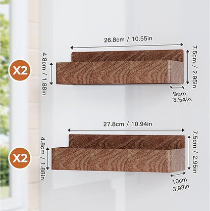 Magnetic Spice Rack for Refrigerator, Kitchen Organizer and Storage Shelf, Wood Red (4 Pack)…