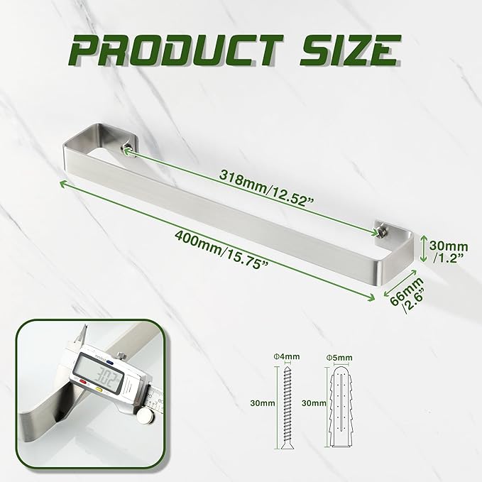 Alise Hand Towel Holder Towel Bar for Bathroom Wall Mount,16 in SUS304 Stainless Steel Towel Rack for Bathroom and Lavatory,Kitchen,Bath Towel Hanger Towel Rail,Brushed Nickel