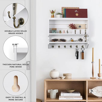 Key Holder for Wall, Mail Organizer Wall Mounted, White