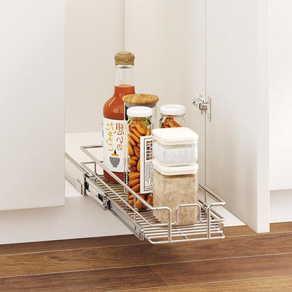 LOVMOR Pull Out Cabinet Organizer 7½" W x 21½" D, Kitchen Cabinet Pull Out Shelves Slide Out Storage