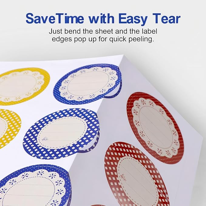 Outus 240 Pieces Canning Label Round Shaped Jar 2 Inch Mason Jar Lid Stickers Multicolored Meal Label for Food Container, Glass Bottle, Canned Supplies, Home and Kitchen Organization, School Class