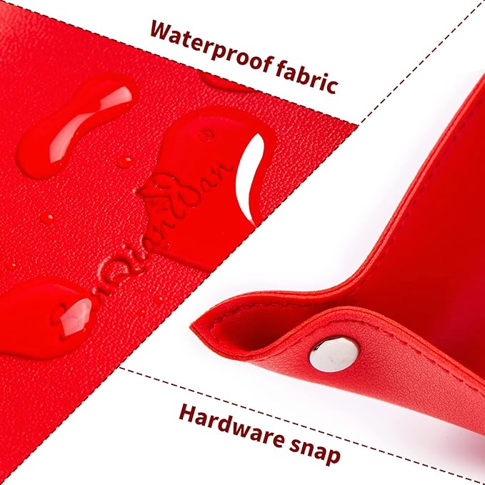 SANQIANWAN Leather Jewelry Valet Tray for Women and Man, Portable Entryway Table Tray Bedside Nightstand Desk Tray Small Catchall Travel Dish Plate for Key,Wallet,Watch,Coin (Red-B)