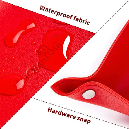 SANQIANWAN Leather Jewelry Valet Tray for Women and Man, Portable Entryway Table Tray Bedside Nightstand Desk Tray Small Catchall Travel Dish Plate for Key,Wallet,Watch,Coin (Red-B)