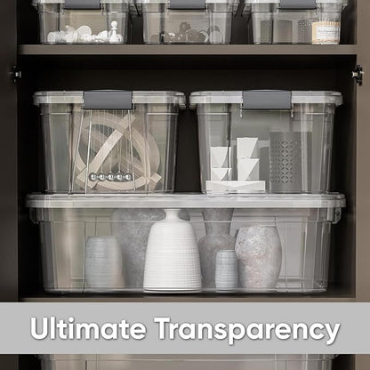 Superio Storage Bins with Lids- 8 Pack, 4.5 Qt Clear Boxes for Organizing, Stackable Plastic Containers- BPA Free, Non-Toxic, Odor Free, Organizer for Home, Office, Dorm