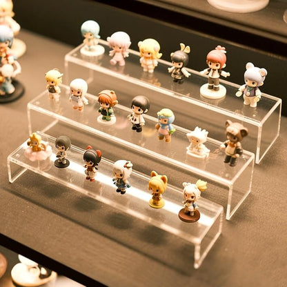 Acrylic Display Riser Stand,5mm Thickness,12'' Length Tier Display Stands, Thickened to 0.2''(5mm) Acrylic Shelf Risers for Perfume Display,Risers for Buffet Table,Cupcake Stand,Pop Figurines,Tumbler,Food,6Pcs
