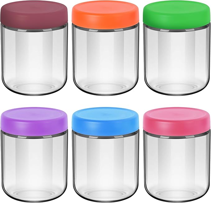 EONJOE 16oz Glass Jars for Overnight Oats Snacks Salad Yogurt Pudding Cereal Candy Storage Containers Meal Prep Mason jar with Airtight lids,6 Pack