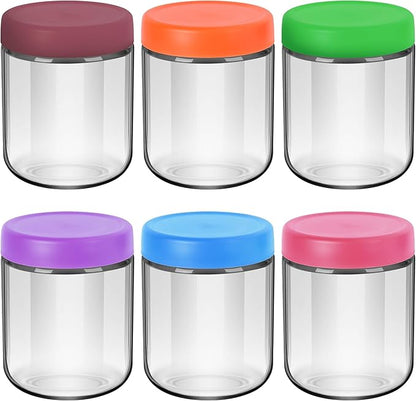 EONJOE 16oz Glass Jars for Overnight Oats Snacks Salad Yogurt Pudding Cereal Candy Storage Containers Meal Prep Mason jar with Airtight lids,6 Pack