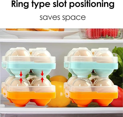 4 Girds Egg Holder Container, Plastic Egg Storage Box Shockproof Protection, Portable Egg Tray Carriage Dispenser for Refrigerator Camping Picnic Travel Kitchen Outdoor (Blue)