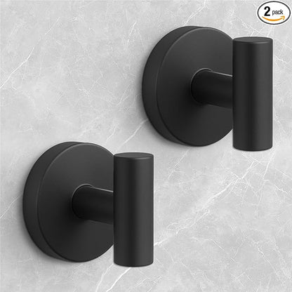 WingWider Shower Hooks for Inside Shower,No-Drill Removable&Reusable Towel Hooks for Bathroom,Heavy Duty Suction Cup Hooks for Glass Window,2 Packs(Black)