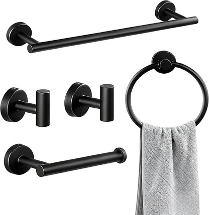 Towel Racks for Bathroom, Paper Towel Holder Shower Shelves Bath Towel Bar Set Stainless Steel Towel Racks for Bathroom Wall Mounted 1 Set (Black)