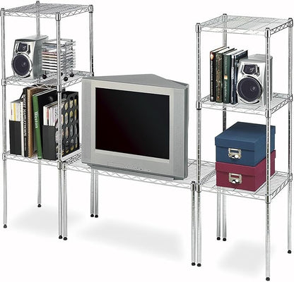 Whitmor 1 Tier Supreme Stacking Shelving Unit, Wire Metal Home Storage Organizer, 15" L x 14" W x 15" H, Chrome