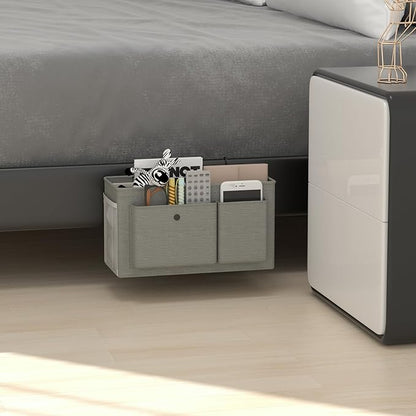 Edudif Bedside Caddy Bedside Organizer with Fixed Straps & Water Bottle Holder, Bunk Bed Caddy ideal for Home, Dorm, Hospital, Crib, Versatile Bedside Storage Solution (Grey 2pcs)
