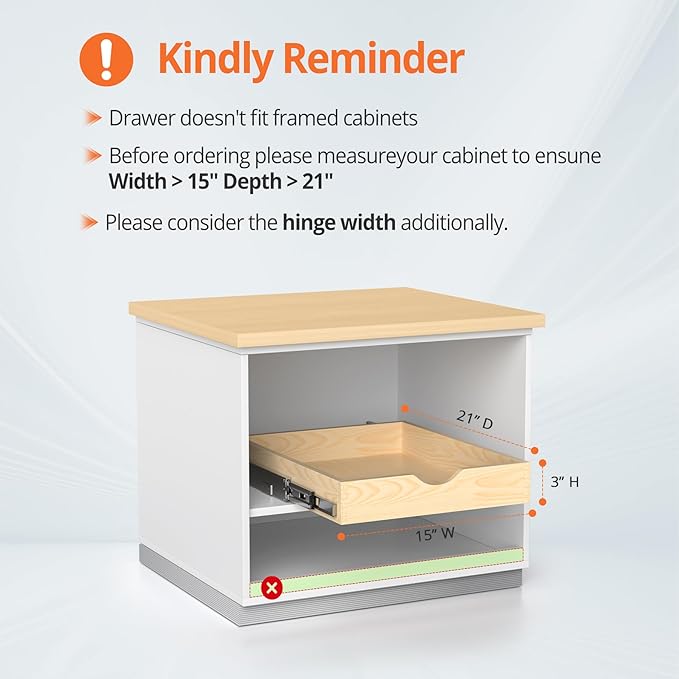 ZOINLIY Wooden Pull Out Cabinet Organizer, Slide Out Drawer for Kitchen Organizers and Storage, Soft Close, Heavy Duty, Fully Expandable