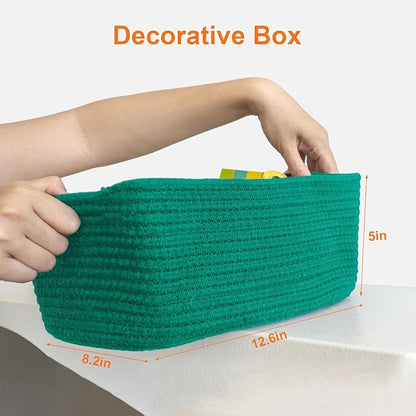 Small Storage Baskets for Organizing, Woven Storage Bins for Shelves, Gift Basket Empty, Cute Decorative Closet Organizer, Baby Rope Basket, Dog Toy Storage, 12.6x8.2x5”, 3Packs Green