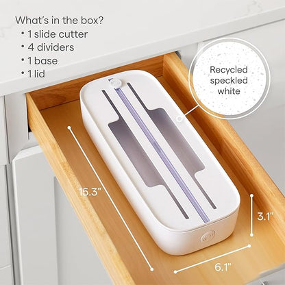YouCopia StoraRoll Wrap Dispenser 2-in-1, Drawer Organizer for Foil, Plastic Wrap, Parchment and Wax Paper with Safety Cutters and Labels for Kitchen Organization