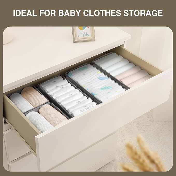 DIMJ drawer organizers for clothing, 16 Pack, Gray