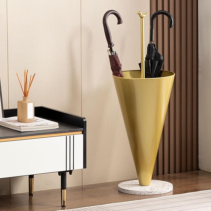 Metal Entrance Umbrella Stand Holder Indoor，Umbrella shape,Modern tall Large Capacity Umbrella Storage stand ， For Hotel，Offices，home，Commercial(Gold)