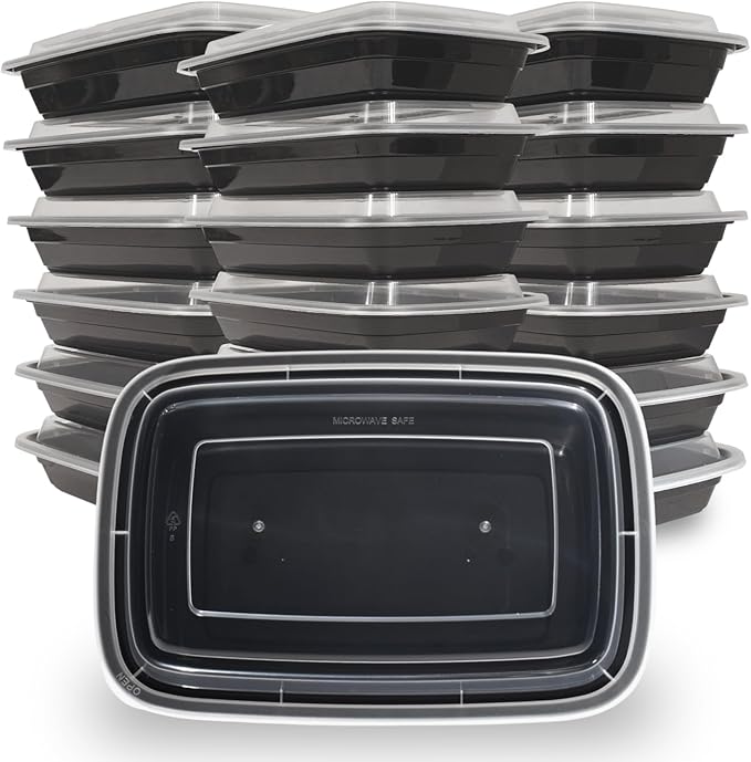 28 oz 50 Pack Meal Prep Containers BPA Free Leakproof Stackable Food Storage Containers with Lids, Microwave & Dishwasher Freezer Safe Reusable To Go Containers Bento Box Style Take Out Clear Plastic