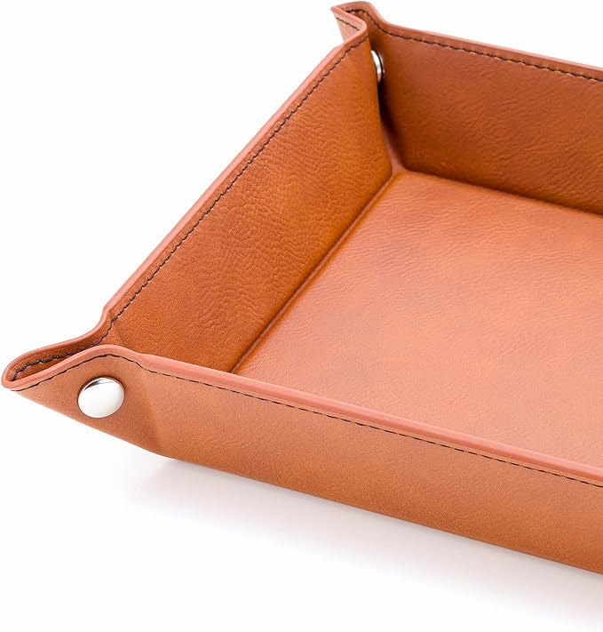 Krazy Case PU Leather Valet Tray For Men Women, Personalized Valet Tray, PU Leather Organizer For Keys, Phone, Wallet, Desktop Storage