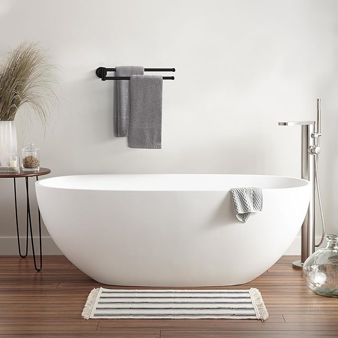 BGL Swivel Towel Bar for Bathroom Matte Black,Swing Out Double Towel Bar 2-Arm Kitchen Wall Mounted Towel Hanger Holder for Bathroom Organizer