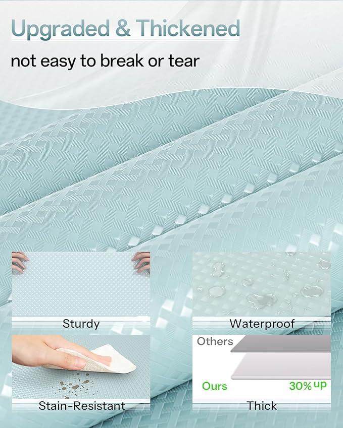 Shelf and Drawer Liner for Kitchen Cabinet, Non-Adhesive 12in x 240in Waterproof Contact Paper Refrigerator Liners Thickened Durable EVA Material Non Slip Mat for Dresser Cupboard Pantry Protector