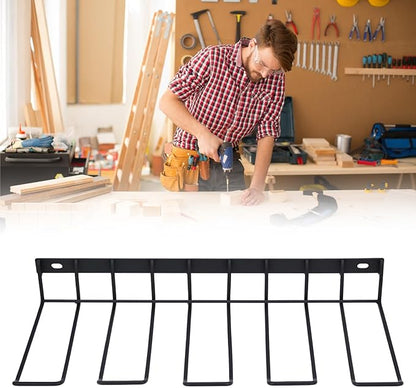 QWORK Drill Holder Wall Mount, 2 Pack Alloy Steel Power Tool Organizer Rack for Garage & Workshop, Space-Saving Storage for Drills & Accessories, 50lbs Capacity, 16.5" x 7.8" x2.36"