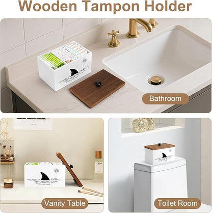 Tampon Holder for Bathroom,White Feminine Product Organizer,Girl Stuff Box for Bathroom,Pad and Tampon Organizer for Bathroom,Pad Holder for Bathroom,Shark Week Bathroom Organizer,Bathroom Accessories