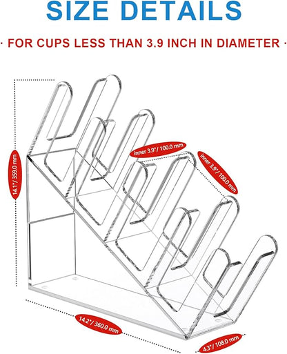 WINFFOR 4-Compartment Disposable Cup Holder - Cup and Lid Holder with Straw Organizer Clear Acrylic Cup Dispenser with Coffee Pod Storage for Coffee Station Bar Countertop Restaurant Breakroom