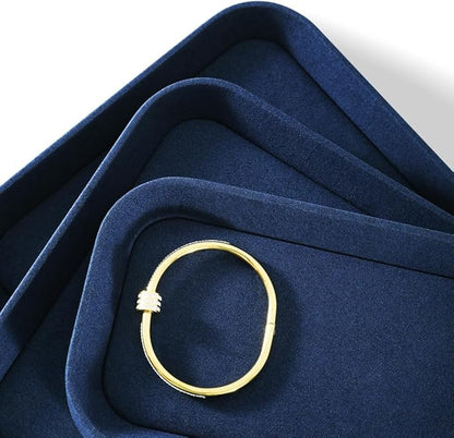 Yinbeini Jewelry Display, Microfiber Valet Tray,Luxury Jewelry Drawer Organizer,Premium Flat Tray,Blue Jewelry Tray