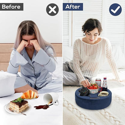 Couch Cup Holder Pillow - Cup Glass Cozy Pillow | Couch Caddy Sofa Bed Buddy Holds Drinks, Snacks, Remote, Phones, Tablet. Keep Drinks Stand and Prevent Spills for Car, Park, Beach, Picnic.(Navy)