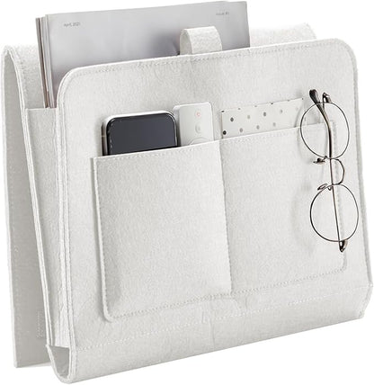 YOUDENOVA Bedside Caddy, Bedside Storage Caddy, Bedside Organizer for Dorm Room, Bunk Bed, Beige