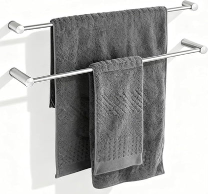 Towel Racks for Bathroom, NEWRAIN 30 inch Double Bath Towel Bar Wall Mounted, Stainless Steel Kitchen Towel Holder, Brushed Nickel Towel Rod Towel Rail Hange