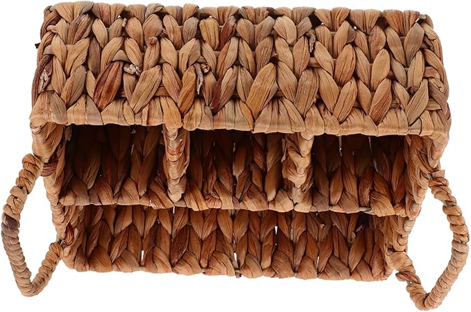 Storage Basket Lid Cutlery Organizer Hyacinth Woven Silverware Organizer Snack Basket