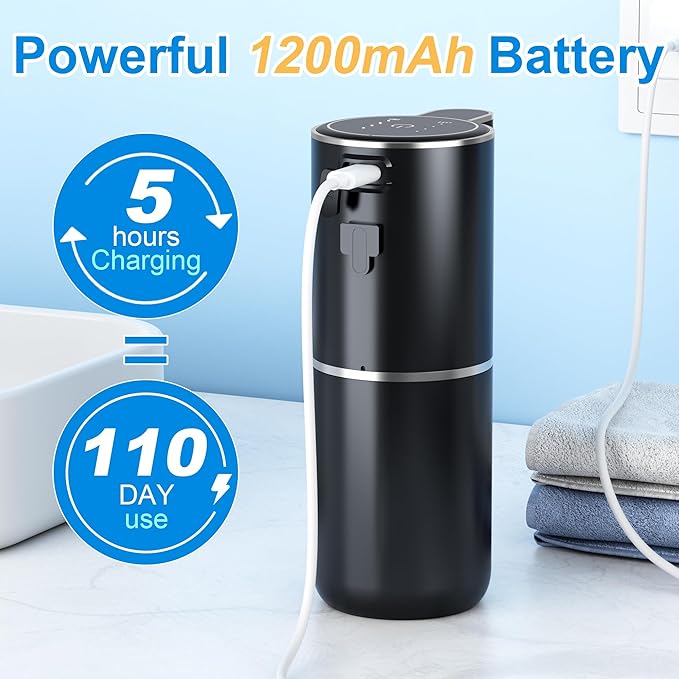Fantictas Automatic Foaming Soap Dispenser Foaming Hand Sanitizer Touchless 1200mAh Soap Dispenser Rechargeable with Sensor for Bathroom Kitchen
