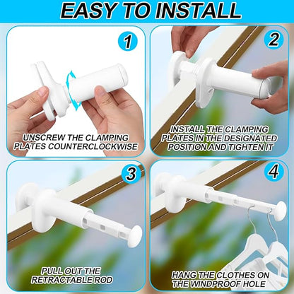 Travel Drying Rack for Clothes, Small Over The Door Airer Travel Clothing Hanger Mini Portable Hanging Rack with Retractable Rod for RV Dorm Hotel Laundry Apartment Doors Window Frames
