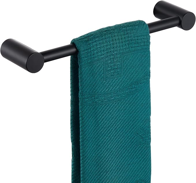 KOKOSIRI Towel Bars Matte Black 16-Inch Single Rod for Bathroom and Lavatory Towel Holder Stainless Steel Bathroom Accessory Wall Mounted, B4007BK-L16