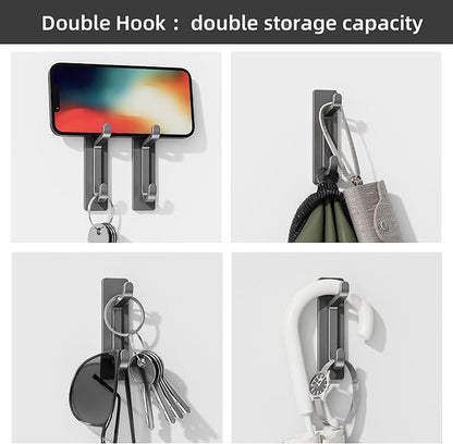 pickpiff Wall Hooks for Coat and Towel: Adhesive Door Hanger Stick on, Grey 4 Pack