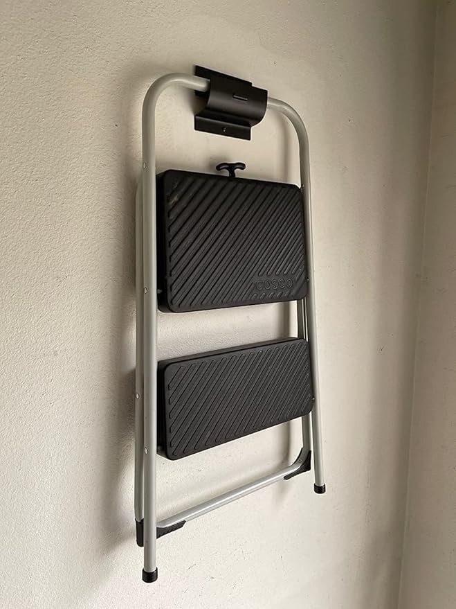 Tetra-Teknica GMH-01 4-in Steel Wall Mount Ladder and Wheelbarrow Hanger, Matte Black