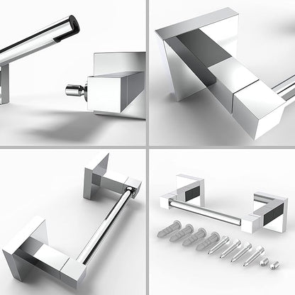 Ruacq Toilet Paper Holder Chrome 2 Pack Double Post Pivoting Square Tissue Holders Roll Holder Hangers Toilet Paper Stand Stainless Steel and Zinc Alloy Modern Wall Mounted