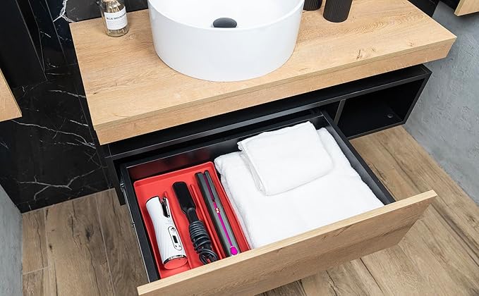 PROBLEM FIXED Hot Tools Organizer | Heat-Resistant Mat for Styling Tools up to 428°F | Drawer Organizer | 14.75" x 9.5" x 1"