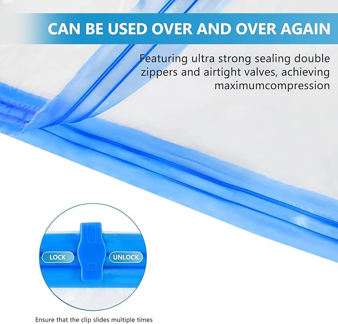 Vacuum Seal Bags for Clothing Travel, 6 Pack Space Saver Vacuum Storage Bags with Electric Pump,Portable Compression Sealer for Clothes, Blankets, Bedding & Travel,Good for Storage and Organization