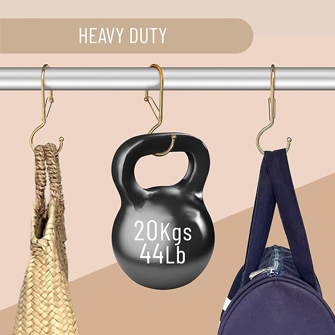 Blau Marité 6 Purse Hanger for Closet. Tote Hanger. S-Shaped Hooks S Hooks Twist Design. Anti Drop S-Shaped Hook for Hanging Handbags with Safety Buckle to Prevent Falls. Heavy Duty. (Gold, Twisted)