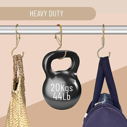 Blau Marité 6 Purse Hanger for Closet. Tote Hanger. S-Shaped Hooks S Hooks Twist Design. Anti Drop S-Shaped Hook for Hanging Handbags with Safety Buckle to Prevent Falls. Heavy Duty. (Gold, Twisted)