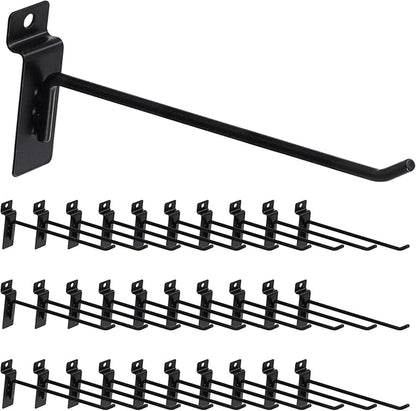 30Pcs 8 Inch/20CM Silver Slatwall Panel Hooks, Heavy Duty Slat Wall Hanging Display Hooks Pegboard Metal Hanger Hook for Gridwall Garage Shop Retail (Wire Diameter 5.6mm/ 0.22”)