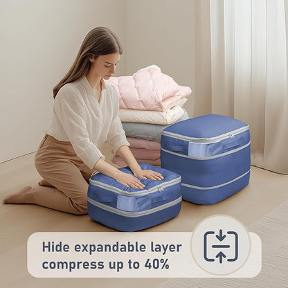 DIMJ Compression Storage Bags 8 Pack - Blanket Storage Bags with Window Zipper, Ultra Space Saving Self Compression Organizer for Puffer Jacket, Bedding, Lightweight Comforter Duvet, Sweater, Sheet