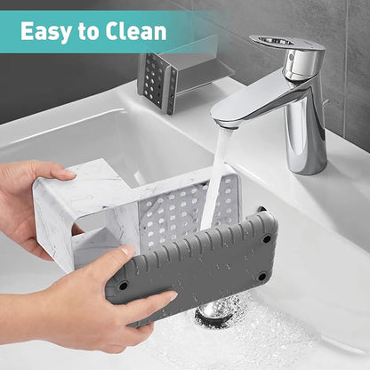 Toothbrush Holders for Bathroom Countertop, Kids Electric Toothbrush and Toothpaste Holder, Bathroom Accessories Vanity Organizer, Bathroom Organizers and Storage (Grey Marble Grain)