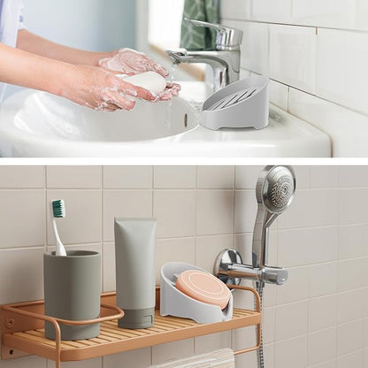 NiHome Silicone Sponge Holder Compatible with Scrub Daddy Mommy Sponges for Kitchen & Bathroom, Auto Draining Organizer, Holds Multiple Sponges & Cleaning Tools, Food-Grade, Dishwasher Safe (Gray)