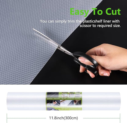 Shelf Liners for Kitchen Cabinet Refrigerator Liners Waterproof Kitchen Cupboard Liner Drawer Mats EVA Material Non Adhesive Fridge Mats for Shelves Clear 2 Rolls 17.5 x 236.2 Inches
